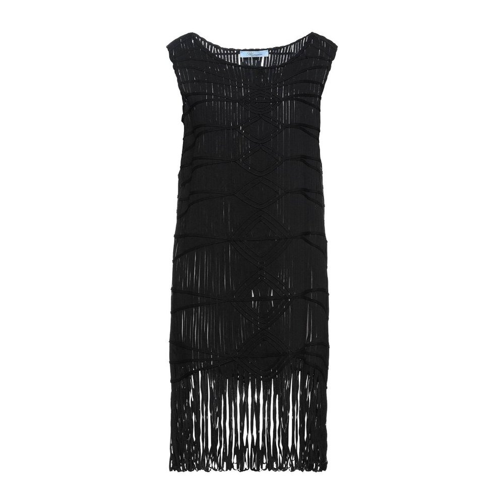 NEW Blumarine Fringe Macrame Midi Dress Size 8 Made in Italy